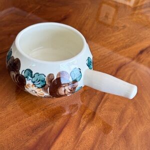 vintage✔️ Wloclawek Fajanse ceramic handled bowl hand painted in Poland